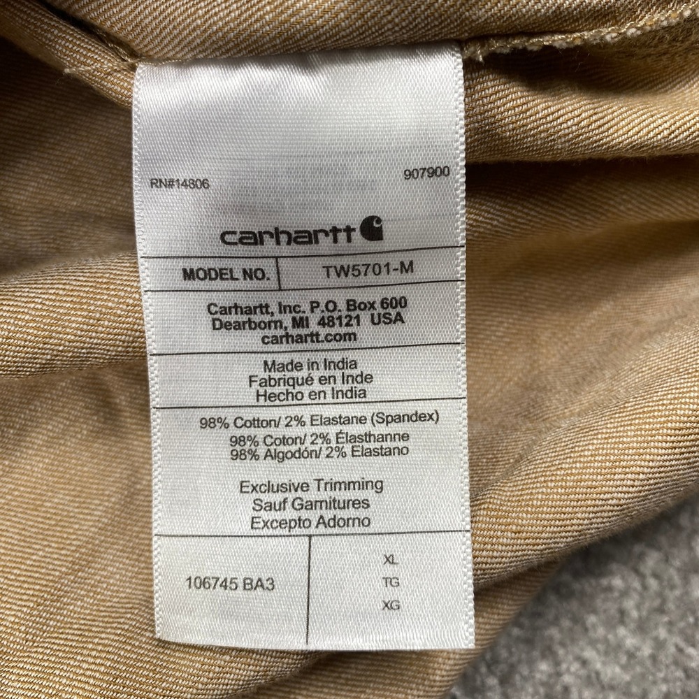 Carhartt Rugged Flex Relaxed Fit Short Sleeve Button Up Shirt Tan Mens XL - Picture 9 of 12
